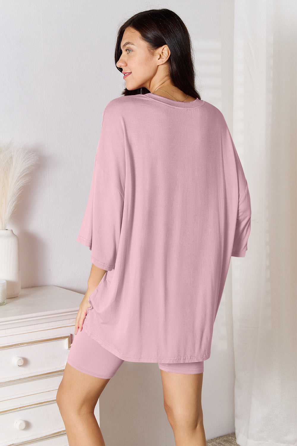 Basic Bae Full Size Soft Rayon Three-Quarter Sleeve Top and Shorts Set