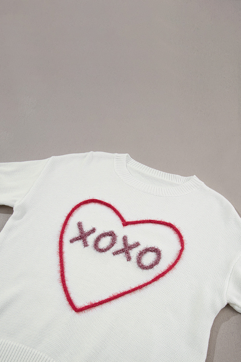 XOXO Round Neck Drop Shoulder Sweater